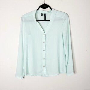 MANGO Women’s Button Blouse Mint Green Size XS Business casual Office Preppy
